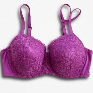 Honeydew Intimates Magenta Purple Floral Lace Underwire Bra 42D Full Coverage